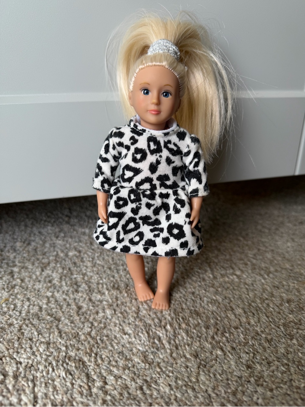 Lori Brinne Fashion Mini Doll 6in Blonde Hair Blue Eyes Leopard Print Dress